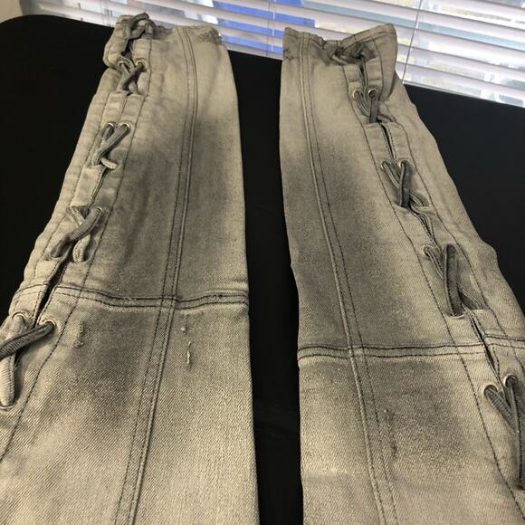 Faith Connexion Zipper Laced White Gray Jeans 28 - Picture 8 of 10